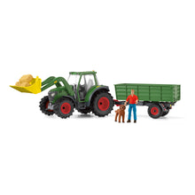 Load image into Gallery viewer, SCHLEICH Farm World Tractor with Trailer Toy Playset (42608)