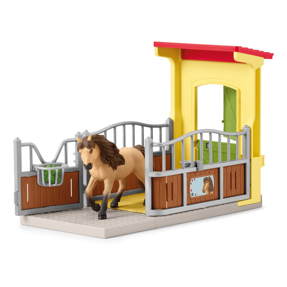 SCHLEICH Farm World Pony Box with Iceland Pony Stallion Toy Playset (42609)