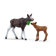Load image into Gallery viewer, SCHLEICH Wild Life Mosse with Calf Toy Figures Set (42629)
