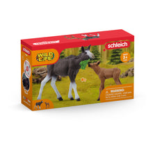 Load image into Gallery viewer, SCHLEICH Wild Life Mosse with Calf Toy Figures Set (42629)