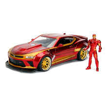 Load image into Gallery viewer, MARVEL COMICS Iron Man 2016 Chevy Camaro SS Die Cast Vehicle with Figure (253225003)
