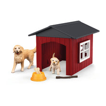 Load image into Gallery viewer, SCHLEICH Farm World Dog Kennel with Golden Retrievers Toy Playset - 42722