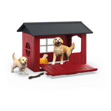 Load image into Gallery viewer, SCHLEICH Farm World Dog Kennel with Golden Retrievers Toy Playset - 42722