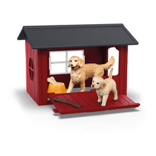 Load image into Gallery viewer, SCHLEICH Farm World Dog Kennel with Golden Retrievers Toy Playset - 42722