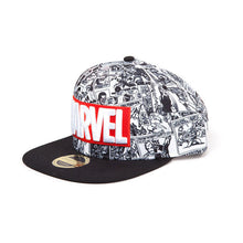 Load image into Gallery viewer, MARVEL COMICS Logo and Comic Pattern Snapback Baseball Cap (SB097528MAR)