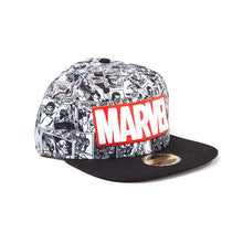 Load image into Gallery viewer, MARVEL COMICS Logo and Comic Pattern Snapback Baseball Cap (SB097528MAR)