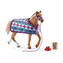 Load image into Gallery viewer, SCHLEICH Horse Club English Thoroughbred Horse Toy Figure with Blanket (42360)
