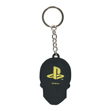 Load image into Gallery viewer, SONY Playstation Biker Skull Rubber Keychain, Unisex, Yellow/Black (KE505417SNY)