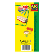 Load image into Gallery viewer, SES CREATIVE Children's Coloured Chalk with Wiper Set, 12 Colours, Unisex, 2 to 12 Years, Multi-colour (00208)