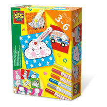 Load image into Gallery viewer, SES CREATIVE Children's Stamping with Markers Kit, 6 Markers, Unisex, 3 to 6 Years, Multi-colour (14896)