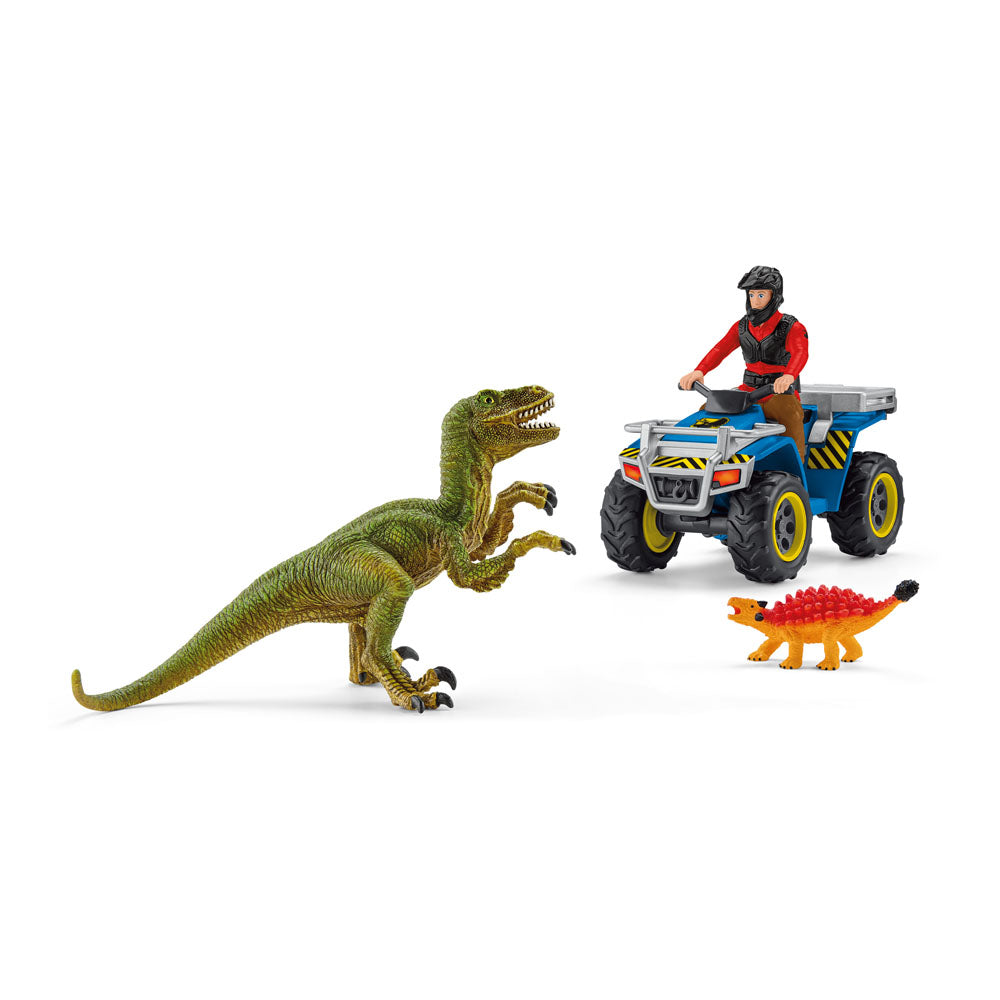 SCHLEICH Dinosaurs Quad Escape from Velociraptor Playset, 4 to 10 Years (41466)