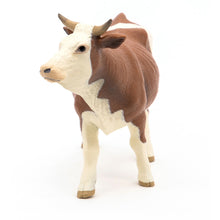Load image into Gallery viewer, PAPO Farmyard Friends Simmental Cow Toy Figure, Three Years or Above, Brown/White (51133)