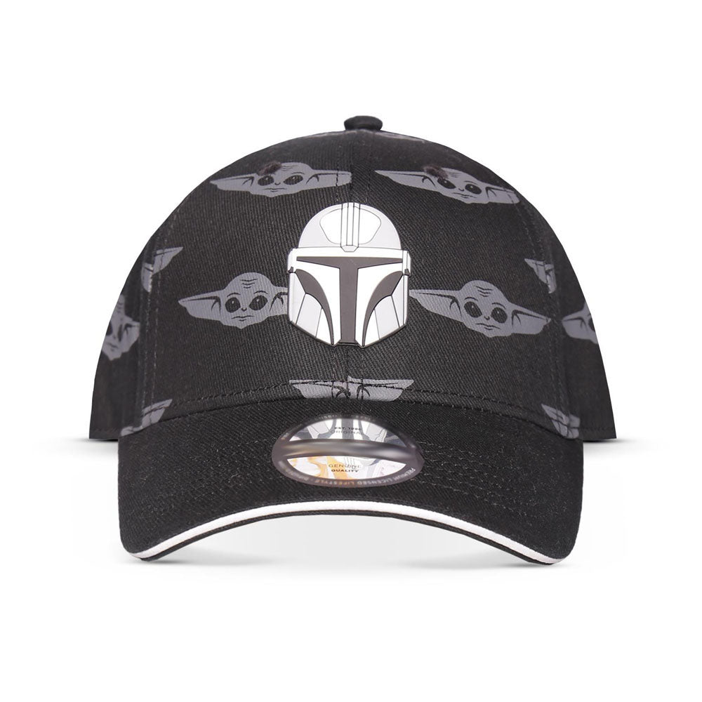 STAR WARS The Mandalorian Helmet Patch with Grogu All-over Print Adjustable Baseball Cap (BA750483STW)