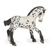 Load image into Gallery viewer, PAPO Horse and Ponies Black Appaloosa Foal Toy Figure, Three Years or Above, White/Black (51540)
