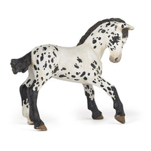 Load image into Gallery viewer, PAPO Horse and Ponies Black Appaloosa Foal Toy Figure, Three Years or Above, White/Black (51540)