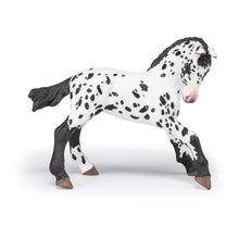 Load image into Gallery viewer, PAPO Horse and Ponies Black Appaloosa Foal Toy Figure, Three Years or Above, White/Black (51540)