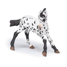 Load image into Gallery viewer, PAPO Horse and Ponies Black Appaloosa Foal Toy Figure, Three Years or Above, White/Black (51540)
