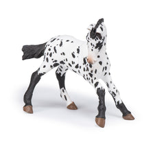Load image into Gallery viewer, PAPO Horse and Ponies Black Appaloosa Foal Toy Figure, Three Years or Above, White/Black (51540)