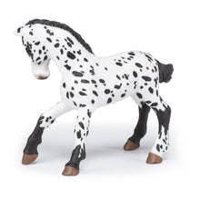 Load image into Gallery viewer, PAPO Horse and Ponies Black Appaloosa Foal Toy Figure, Three Years or Above, White/Black (51540)