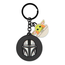 Load image into Gallery viewer, STAR WARS The Mandalorian Boba Fett Helmet & Grogu Rubber Keychain, Multi-colour (KE611500STW)