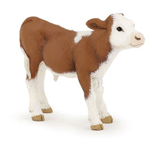 Load image into Gallery viewer, PAPO Farmyard Friends Simmental Calf Toy Figure, Three Years or Above, Brown/White (51134)