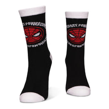 Load image into Gallery viewer, Marvel Comics Spider-man Iconic Character & Logo Unisex Crew Socks - 3 Pack, 39/42