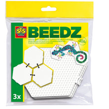 Load image into Gallery viewer, SES CREATIVE Beedz Iron-on Beads Hexagon Connectable Pegboards, 3 Pegboards, 5 Years and Above (06314)
