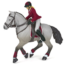 Load image into Gallery viewer, PAPO Horses and Ponies Competition Horse and Horsewoman Toy Figure (51563)
