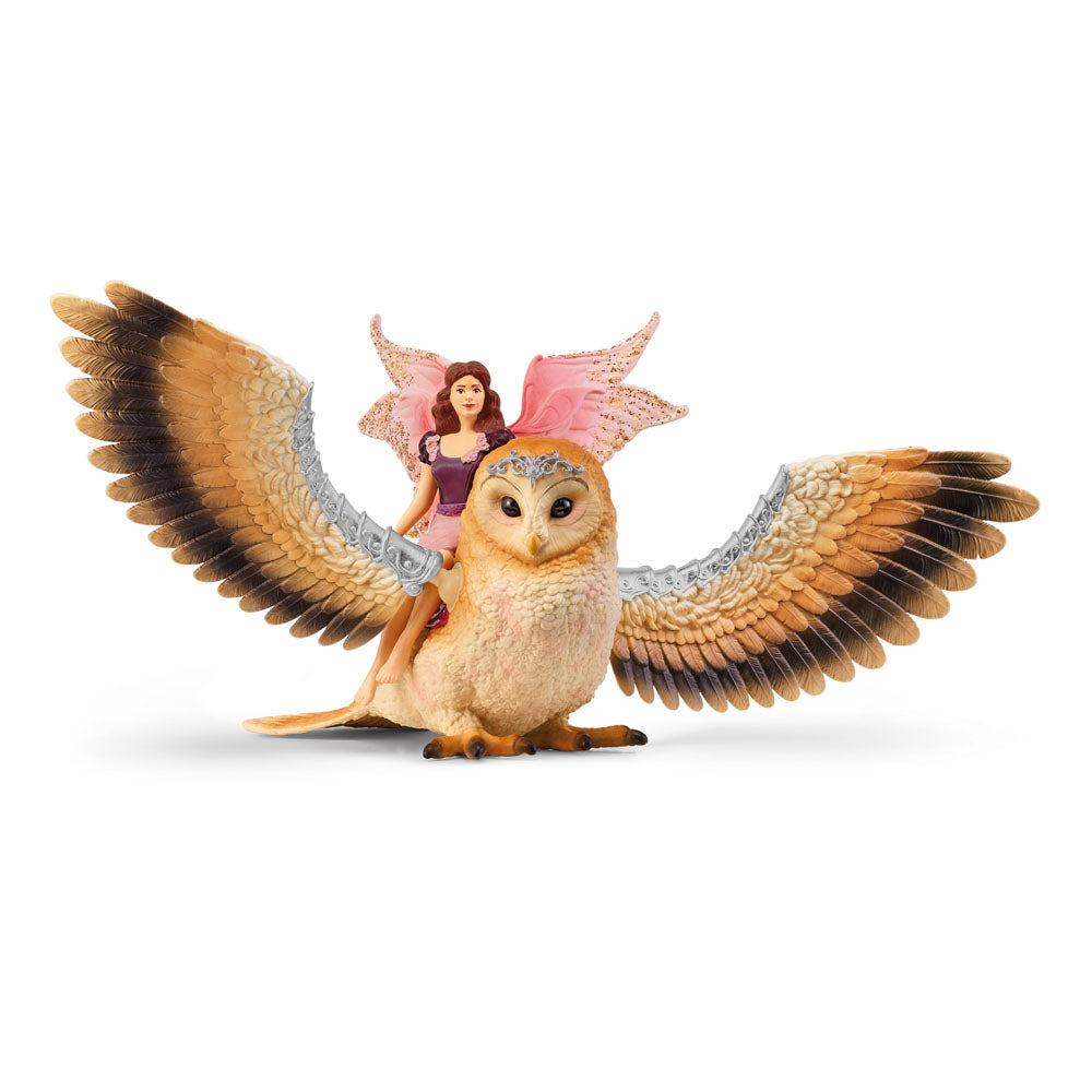 SCHLEICH Bayala Fairy in Flight on Glam-Owl Toy Figure (70789)