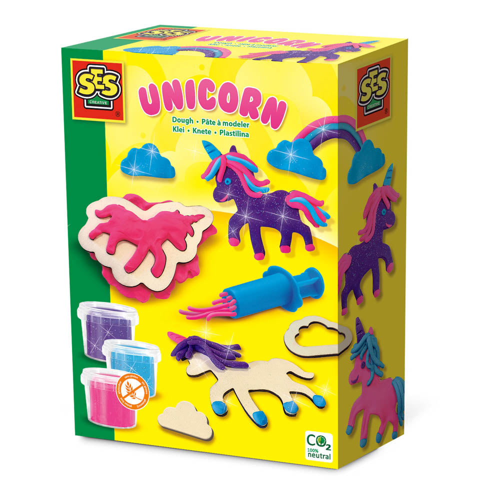SES CREATIVE Unicorns Neon Glitter Modelling Dough Set (00410)