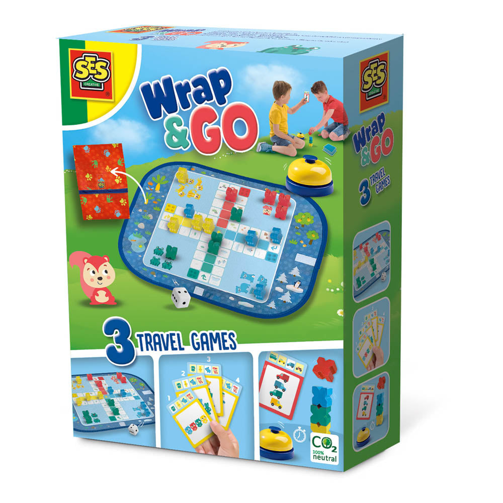 SES CREATIVE Wrap&Go Travel Games (Ludo, Quartet and Speed Blocks) (02236)
