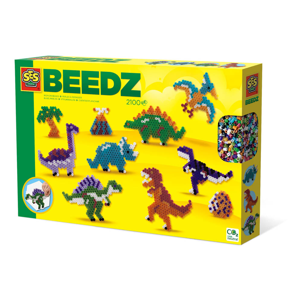 SES CREATIVE Beedz Dino World 2100 Iron-on Beads Mosaic Art Kit (06202)