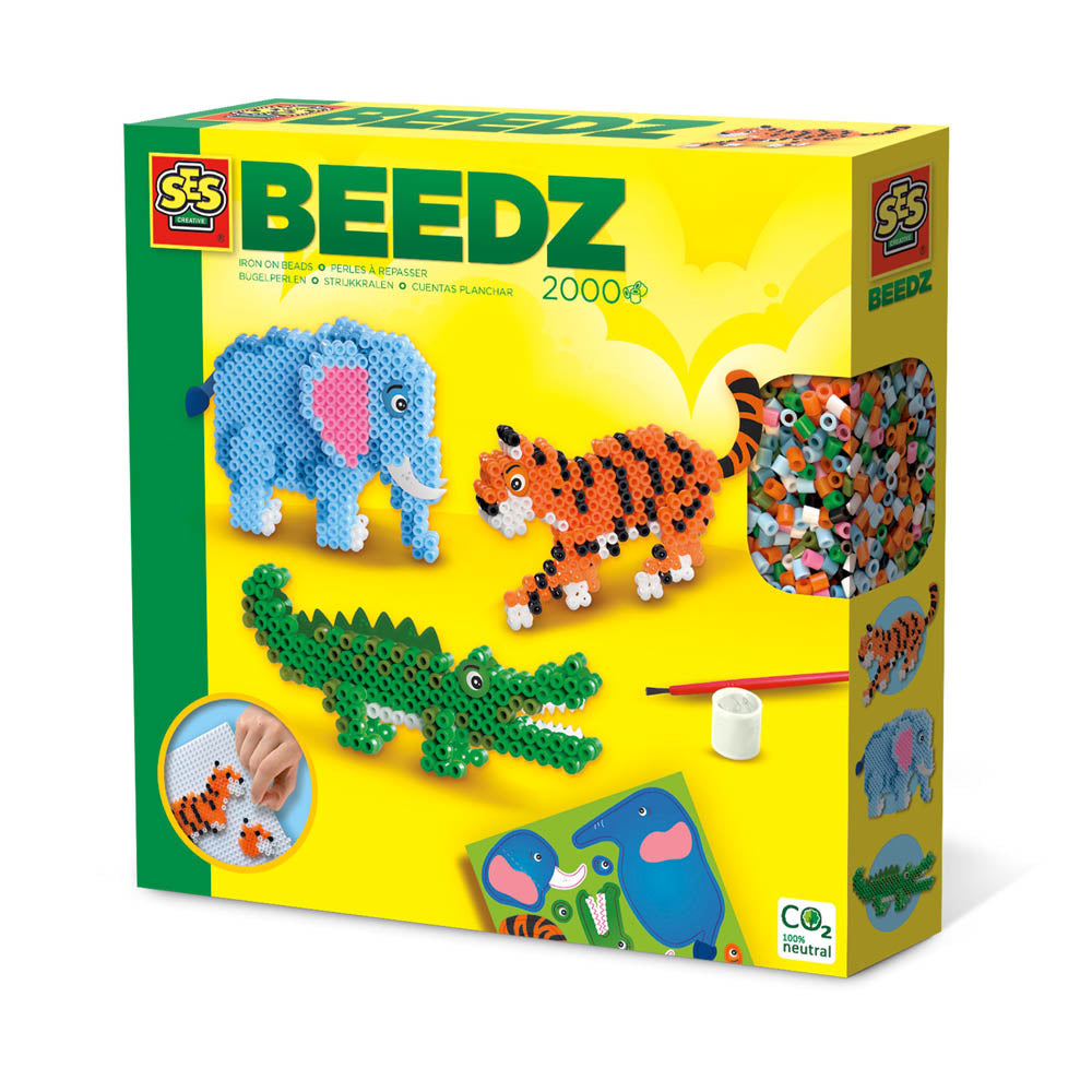 SES CREATIVE Beedz Safari Animals 2000 Iron-on Beads Mosaic Art Kit (06260)