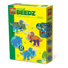Load image into Gallery viewer, SES CREATIVE Beedz Triceratops Dino Green 1200 Iron-on Beads Mosaic Art Kit (06405)