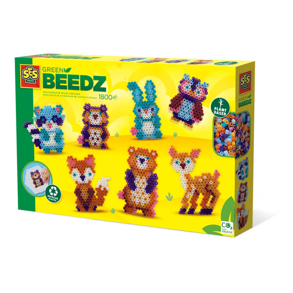 SES CREATIVE Beedz Forest Animals Green 1800 Iron-on Beads Mosaic Art Kit (06407)