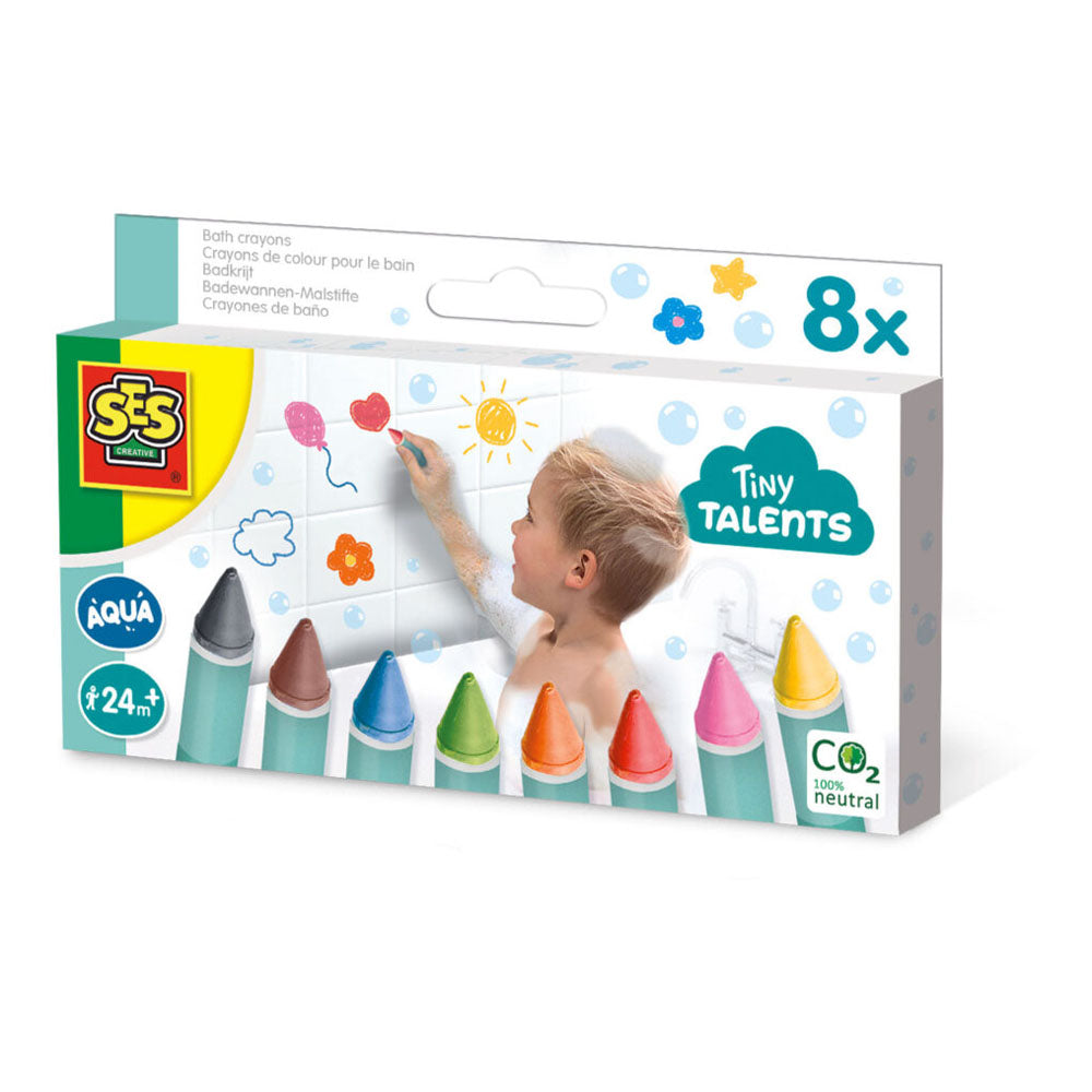 SES CREATIVE Tiny Talents Bath Crayons, 8 Colours (13050)