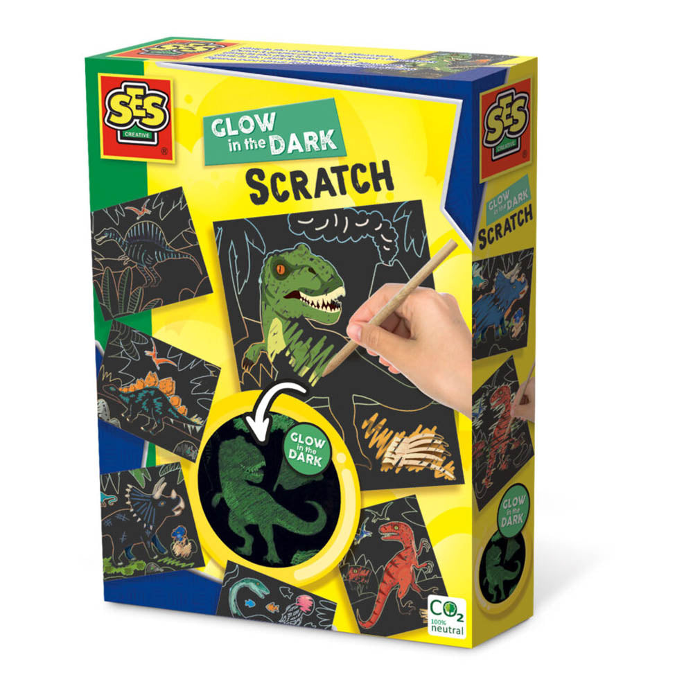 SES CREATIVE Dinosaurs Glow-in-the-Dark Scratch Card (14285)