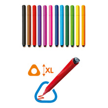 Load image into Gallery viewer, SES CREATIVE Triangular XL Grip Colouring Pens, 12 Colours Set Markers (14696)