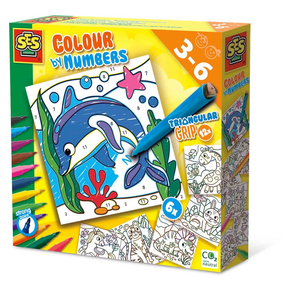 SES CREATIVE Colour By Numbers Triangular Grip Colouring Pens (14690)