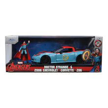 Load image into Gallery viewer, MARVEL COMICS Doctor Strange 2006 Chevy Corvette Z06 Die Cast Vehicle with Figure (253225024)
