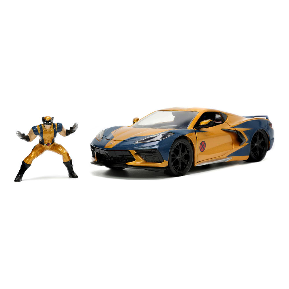 MARVEL COMICS X-Men Wolverine Chevy Corvette Die Cast Vehicle with Figure (253225025SSU)