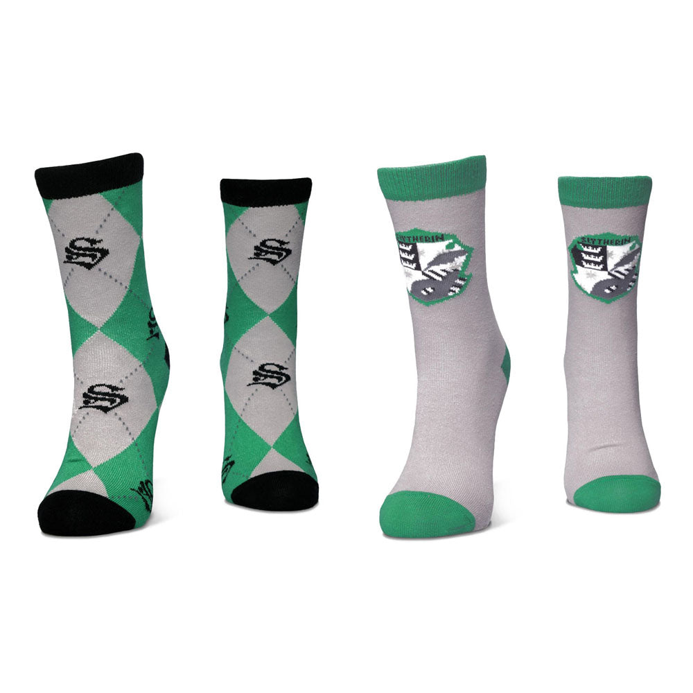 WIZARDING WORLD Harry Potter: Wizards Unite Slytherin Children's Crew Socks (2-Pack), Unisex (CR045768HPT)