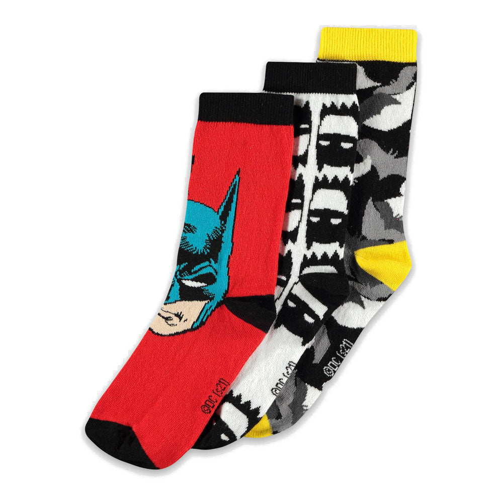 DC COMICS Batman Dark Knight, Bats, Silhouette Crew Socks (3-Pack), Unisex (CR687677BTM)