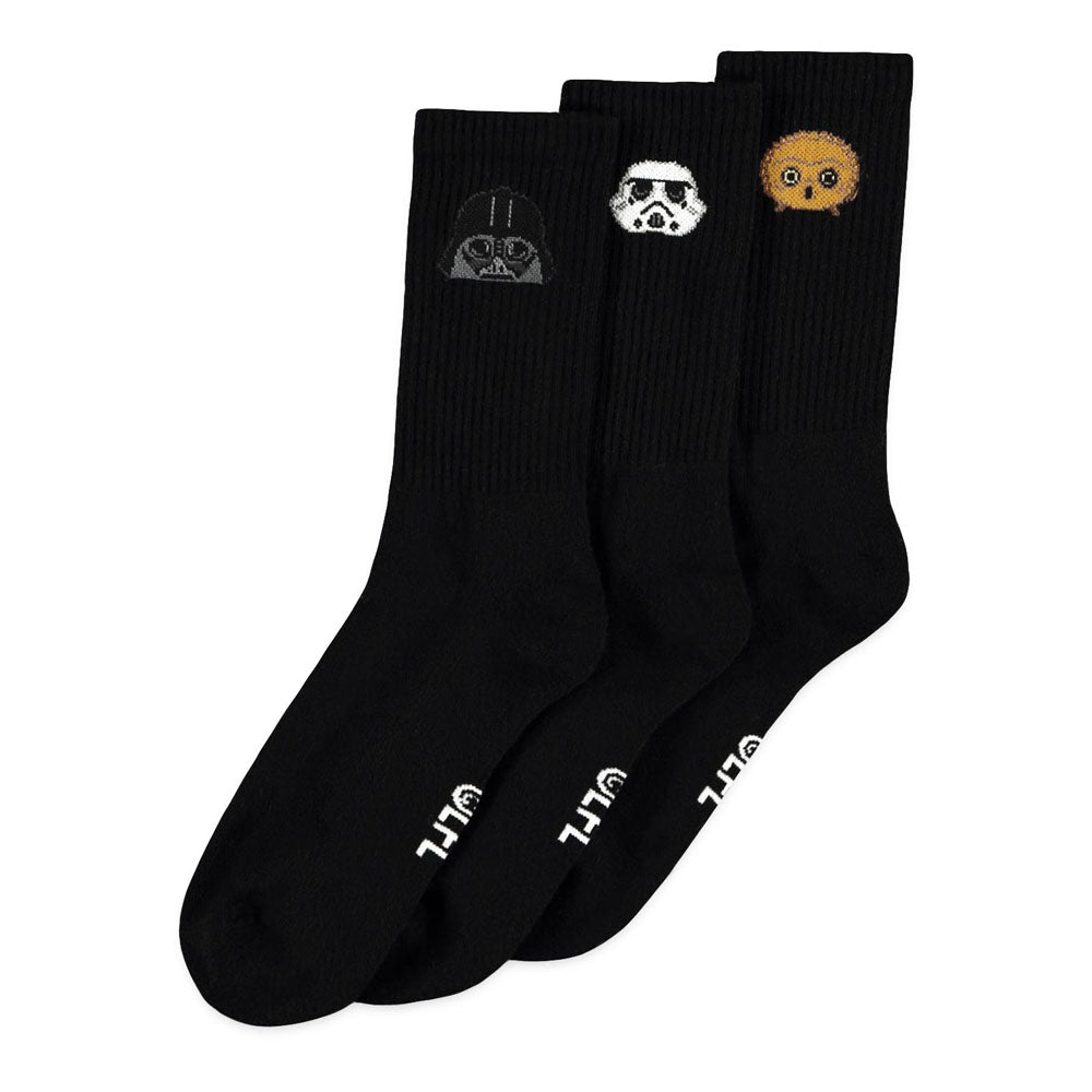 STAR WARS A New Hope Darth Vader, Storm Trooper and Wookie Sport Socks (3-Pack), Unisex (SS261045STW)