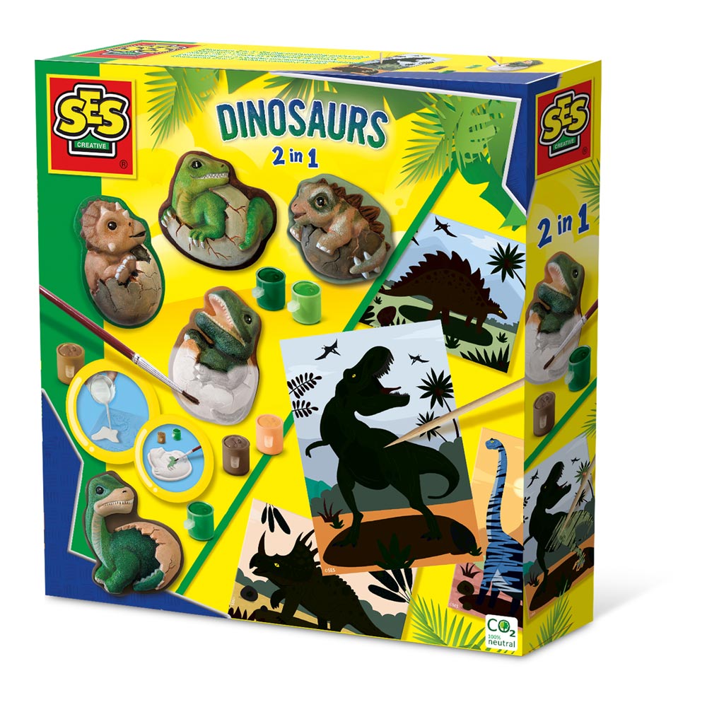 SES CREATIVE Dinosaurs 2-in-1 Casting and Painting and Scratch - 01408