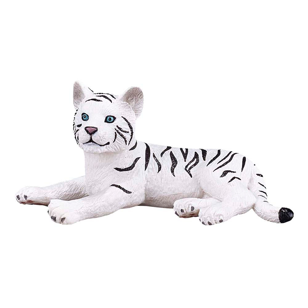 MOJO Wildlife & Woodland White Tiger Cub Lying Down Toy Figure (387015)