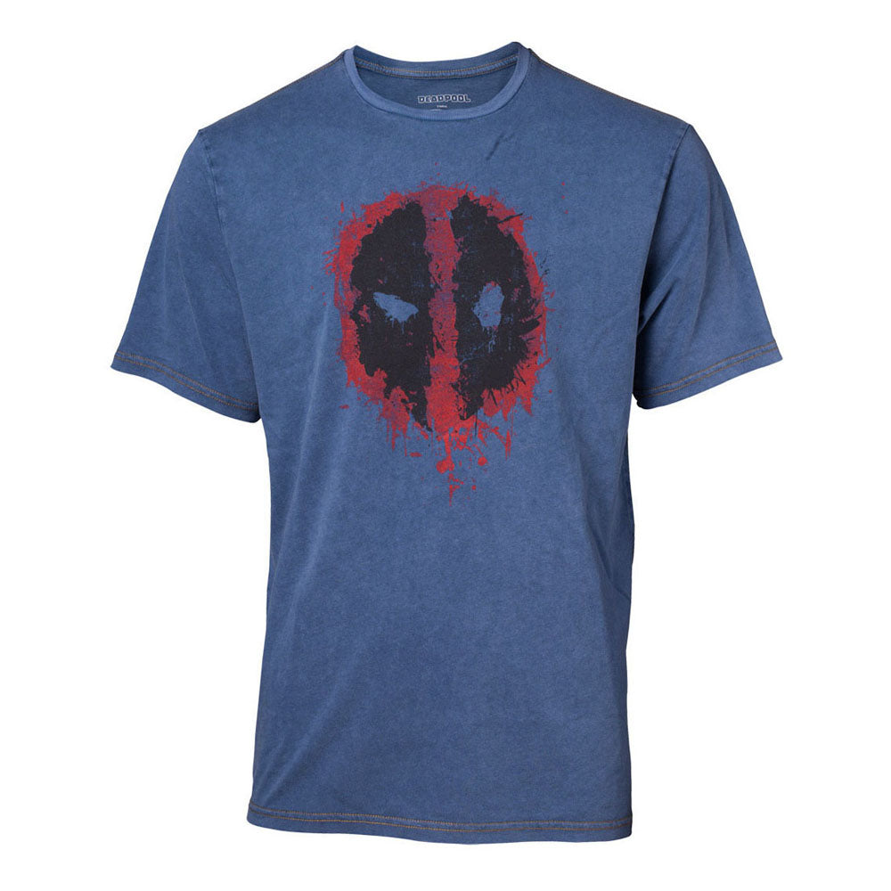 MARVEL COMICS Deadpool Graffiti Mask Faux Denim T-Shirt, Male (TS551101DEA)