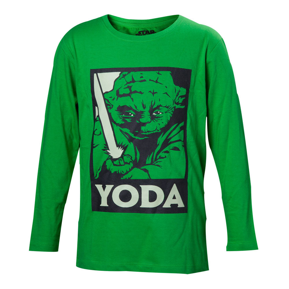 STAR WARS Yoda with Lightsaber Long Sleeve Shirt, Kid's Boy, 134/140, Years 8 to 10 (LSY19601STW-134/140)