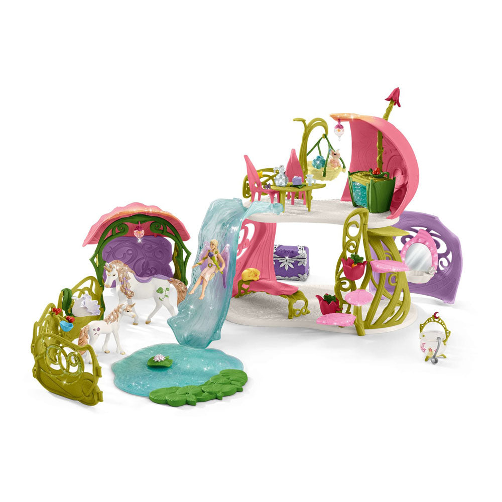 SCHLEICH Bayala Glittering Flower House with Unicorns, Lake and Stable (42445)