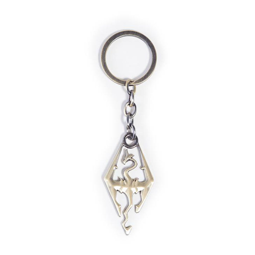 THE ELDER SCROLLS Dragon Logo Metal Keychain, Unisex, Silver (KE783430TES)